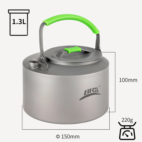 Чайная Кружка +3*Чаши BRS-TS03(Ti) (Титан, Ø81х80мм=335мл; Ø55х40мм=47мл)